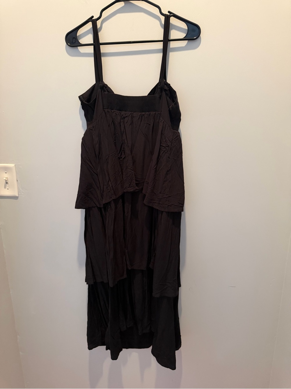 Teza Collection Black Tiered Midi Dress with Adjustable Tie Straps NWT - Picture 5 of 7